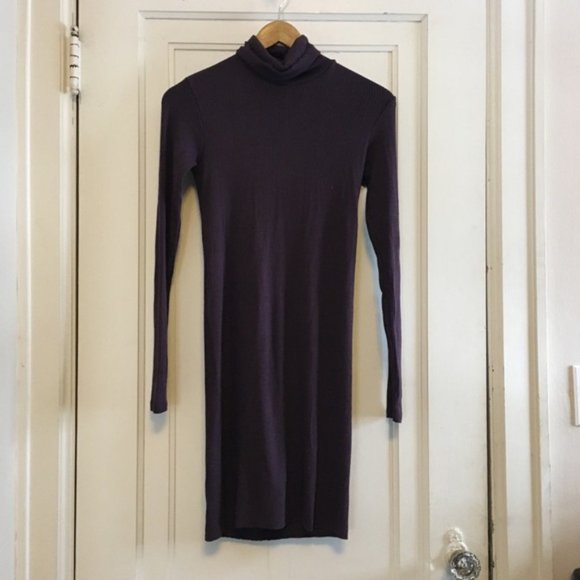 New Revolve Enza Costa rib knit turtleneck long sleeve bodycon mini dress
